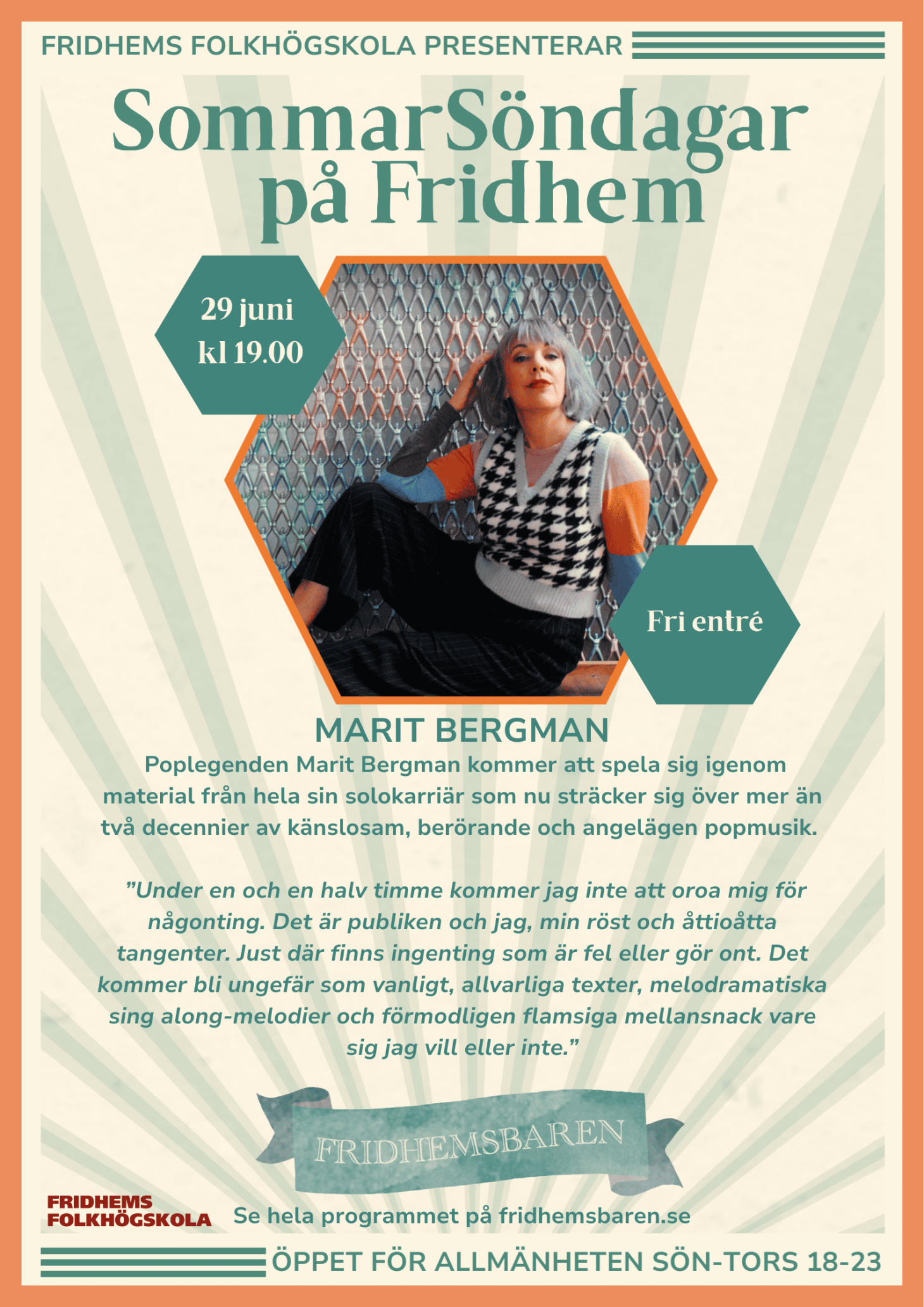SOMMARSÖNDAG PÅ FRIDHEM - MARIT BERGMAN 29 JUNI - 1460 x 2065